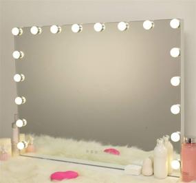 img 4 attached to 💄 Hollywood Vanity Mirror with Lights - Lighted Makeup Mirror with 3 Color Modes & USB Port - Large Light Up Mirror for Dressing Room, Tabletop or Wall-Mounted - 18 Dimmable Bulbs - Size: L31.49 X H23.62 Inch