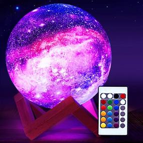 img 4 attached to Adjustable Dual Color 3D Printed Moon Lamp with Stand LED Night Light - Perfect Birthday Gift for Women, Men, Girls, Kids, Children, and Babies (4.7 inches Galaxy Moon Lamp)