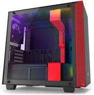 🕹️ 2018 nzxt h400i microatx игровой корпус: cam-powered умное устройство, закаленное стекло, готовность к водяному охлаждению (черно-красный) логотип