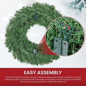 img 2 attached to Enhance Your Holidays with WBHome's 24 Inch Pre-lit Christmas 🎄 Wreath - Red Gold Themed with 30 LED Lights and Battery Operated