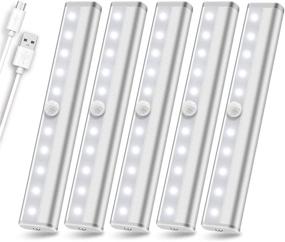 img 4 attached to 🔦 Pack of 5 Rechargeable Wireless LED Motion Sensor Closet Lights – Under Cabinet Lighting for Kitchen Wardrobe, Stick-on Anywhere Night Light Bar, Homelife Motion Sensor LED Lights