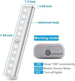 img 3 attached to 🔦 Pack of 5 Rechargeable Wireless LED Motion Sensor Closet Lights – Under Cabinet Lighting for Kitchen Wardrobe, Stick-on Anywhere Night Light Bar, Homelife Motion Sensor LED Lights