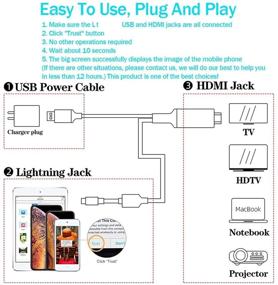 img 3 attached to 🔌 Кабель адаптера HDMI 1080P для iPhone на ТВ проектор монитор [Без необходимости в источнике питания, подключи и играй] - Цифровой AV конвертер адаптер HDMI для iPhone 12 Mini 11 SE X 8 7, совместим с iPad