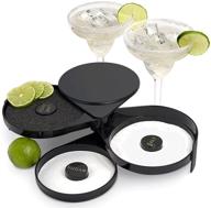 🍹 greenco grc0249 margarita and cocktail glass rimmer - 3 tier salt rimmer, black logo