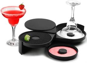 img 2 attached to 🍹 Greenco GRC0249 Margarita and Cocktail Glass Rimmer - 3 Tier Salt Rimmer, Black