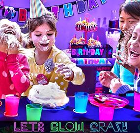 img 1 attached to 🎉 Enhance Your Blacklight UV Party with Upper Midland Products Neon Glow Party Supplies Set: Includes 32 Servers, 9 and 6 Inch Plates, 9 OZ Cups, Forks,Spoons, Knives - 32 of Each!