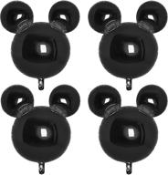 🐭 4pcs black mouse head foil balloons: perfect mouse birthday party supplies for kids - 24" mouse mylar balloons for 1st birthday, oh twoodles, baby shower, new year's eve décor logo