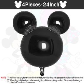 img 3 attached to 🐭 4Pcs Black Mouse Head Foil Balloons: Perfect Mouse Birthday Party Supplies for Kids - 24" Mouse Mylar Balloons for 1st Birthday, Oh Twoodles, Baby Shower, New Year's Eve Décor