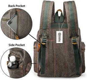 img 3 attached to GEARONIC TM 21L Vintage Canvas Backpack for Men - Leather Rucksack Knapsack, Fits 15 inch Laptop - Tote Satchel School Military Army Shoulder Rucksack Hiking Bag in Gray