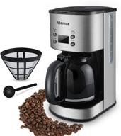 vlemua 12 cup programmable coffee maker, drip coffee brewer, fast coffee machine with glass carafe, stainless steel finish, strong brew, 1000w, silver logo