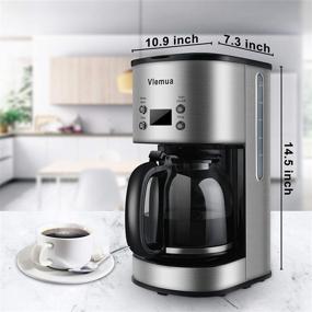 img 1 attached to Vlemua 12 Cup Programmable Coffee Maker, Drip Coffee Brewer, Fast Coffee Machine with Glass Carafe, Stainless Steel Finish, Strong Brew, 1000W, Silver