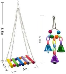 img 3 attached to Deloky 8 Packs Bird Swing Chewing Toys - Parrot Hammock Bell Toys Ideal for Small Parakeets, Cockatiels, Conures, Finches, Budgie, Macaws, Parrots, Love Birds