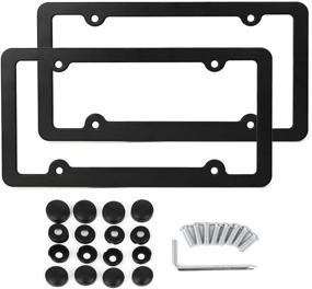 img 4 attached to Enhance Your Car's Look with X AUTOHAUX Aluminum Alloy License Plate Frame - Black (2 Pcs)