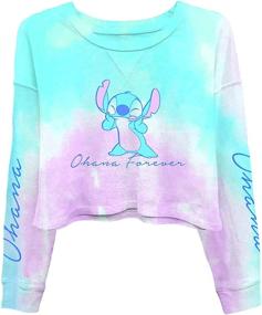 img 4 attached to 👕 Ladies Lilo and Stitch Tie Dye Sweatshirt - Classic Long Sleeve Skimmer for Women