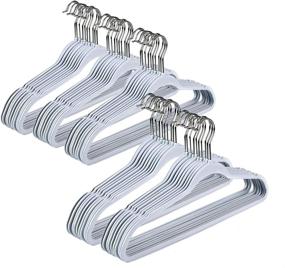 img 4 attached to 👗 50 Gray Thin Compact Hangers - Premium Quality Non Velvet & Non Flocked Plastic with Swivel Hook