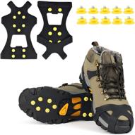 ❄️ eonpow ice grips: 10 steel studs crampons for anti slip traction on ice and snow - slip-on stretch footwear with rubber spikes for boot/shoe logo