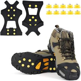 img 4 attached to ❄️ EONPOW Ice Grips: 10 Steel Studs Crampons for Anti Slip Traction on Ice and Snow - Slip-on Stretch Footwear with Rubber Spikes for Boot/Shoe