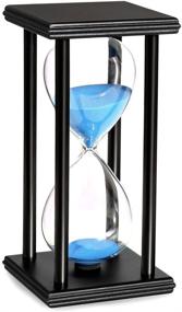 img 4 attached to BOJIN 20 Minute Hourglass with Blue Sand | Wooden Black Stand | Office and Kitchen Decor | Home Sand Timer - NEW20MIN Blue Sand