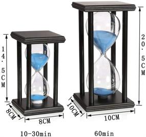 img 2 attached to BOJIN 20 Minute Hourglass with Blue Sand | Wooden Black Stand | Office and Kitchen Decor | Home Sand Timer - NEW20MIN Blue Sand