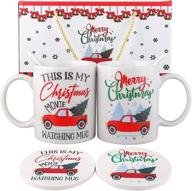 🎅 ceramic christmas mugs: this is my christmas movie watching mug set - funny coffee gifts for women, men, and kids logo