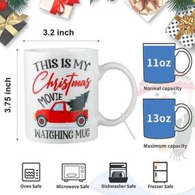 img 3 attached to 🎅 Ceramic Christmas Mugs: This Is My Christmas Movie Watching Mug Set - Funny Coffee Gifts for Women, Men, and Kids