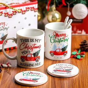 img 1 attached to 🎅 Ceramic Christmas Mugs: This Is My Christmas Movie Watching Mug Set - Funny Coffee Gifts for Women, Men, and Kids