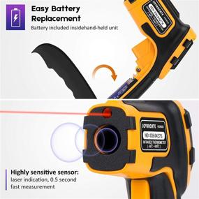 img 2 attached to 🌡️ Non-Contact Digital Laser Temperature Gun with Color Display -58℉～1112℉ (-50℃～600℃) Adjustable Emissivity - Ideal for Cooking/BBQ/Freezer - Includes Meat Thermometer - Non-Body Thermometer