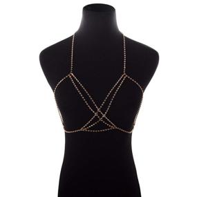 img 3 attached to Jovono Crystal Harness Jewelry Rhinestone Women's Jewelry and Body Jewelry