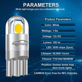 img 1 attached to 🚗 WEIMELTOY 194 Светодиодные лампы для автомобиля с чипсетом 3030, 2-SMD T10 194 168 W5W Светодиодные лампочки, 1,5 Вт 12 В для номерного знака, люк, фонаря багажника, световых ограждений - упаковка из 20 штук.