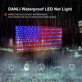 img 2 attached to DANLI Waterproof American Flag String Lights - 420 LED Plug-In Net Light for Garden Patio Decoration on Independence Day, Memorial Day, and July 4th National Day