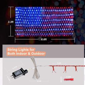 img 1 attached to DANLI Waterproof American Flag String Lights - 420 LED Plug-In Net Light for Garden Patio Decoration on Independence Day, Memorial Day, and July 4th National Day