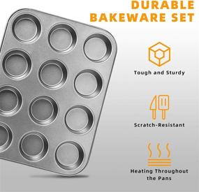 img 3 attached to 🍪 Creatif 7-Piece Nonstick Bakeware Set: High-quality Baking Pans, Sheets, and Pans for Easy Kitchen Baking Experience - Carbon Steel, Oven Safe with Wide Handles