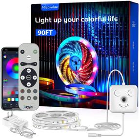 img 4 attached to 90ft LED Strip Lights with ‘Smile Face’ Controller & Remote, Built-in Mic for Music 🌈 Sync, Color Changing RGB LED Lights for Bedroom - Bluetooth APP Light Strip, LED Light Strips