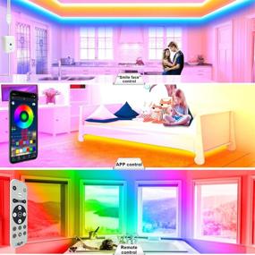 img 3 attached to 90ft LED Strip Lights with ‘Smile Face’ Controller & Remote, Built-in Mic for Music 🌈 Sync, Color Changing RGB LED Lights for Bedroom - Bluetooth APP Light Strip, LED Light Strips