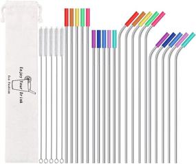 img 4 attached to 🥤 20-Pack Reusable Stainless Steel Metal Straws with Silicone Tips, Brushes, and Travel Case - Eco-Friendly 10.5" & 8.5" Extra Long Straws for 20 24 30 oz Tumblers