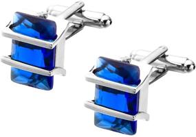 img 4 attached to 💎 Exquisite Crystal Cufflinks for Fashionable Men - Rectangle Shaped Accessories