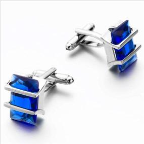 img 2 attached to 💎 Exquisite Crystal Cufflinks for Fashionable Men - Rectangle Shaped Accessories