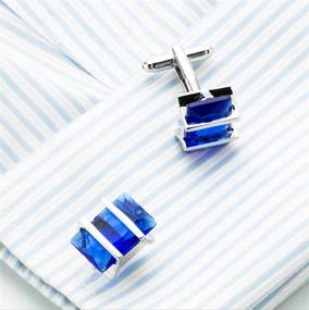 img 3 attached to 💎 Exquisite Crystal Cufflinks for Fashionable Men - Rectangle Shaped Accessories