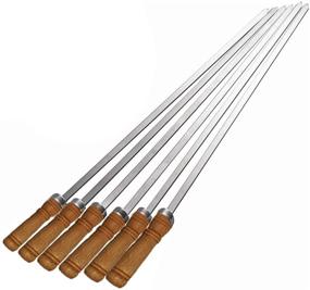 img 3 attached to Antallcky 12 Pack Kebab Skewers BBQ Barbecue Skewers Stainless Steel Sticks - 22 Inch Heavy Duty Large Wide Reusable with Nonslip Wooden Handle - Perfect for Shish Kabob, Chicken, Shrimp, and Vegetables