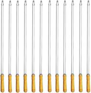 antallcky 12 pack kebab skewers bbq barbecue skewers stainless steel sticks - 22 inch heavy duty large wide reusable with nonslip wooden handle - perfect for shish kabob, chicken, shrimp, and vegetables logo