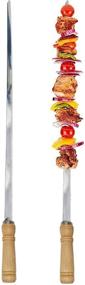 img 1 attached to Antallcky 12 Pack Kebab Skewers BBQ Barbecue Skewers Stainless Steel Sticks - 22 Inch Heavy Duty Large Wide Reusable with Nonslip Wooden Handle - Perfect for Shish Kabob, Chicken, Shrimp, and Vegetables