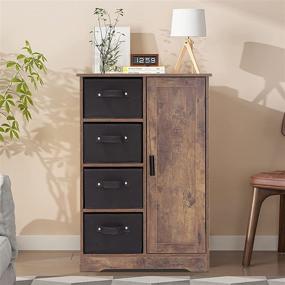 img 3 attached to 🏺 USIKEY Rustic Brown Storage Cabinet: 4 Drawers, 1 Door, Shelves | Accent Furniture for Living Room, Bedroom