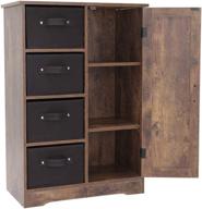 🏺 usikey rustic brown storage cabinet: 4 drawers, 1 door, shelves | accent furniture for living room, bedroom logo