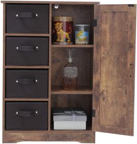 img 2 attached to 🏺 USIKEY Rustic Brown Storage Cabinet: 4 Drawers, 1 Door, Shelves | Accent Furniture for Living Room, Bedroom