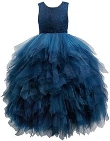 img 3 attached to Miami Cross Back Lace Tulle Ruffle Flower Girl Dress Junior Bridesmaid Dress – Ideal for Weddings