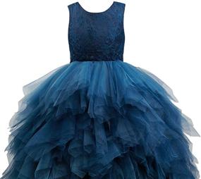 img 1 attached to Miami Cross Back Lace Tulle Ruffle Flower Girl Dress Junior Bridesmaid Dress – Ideal for Weddings