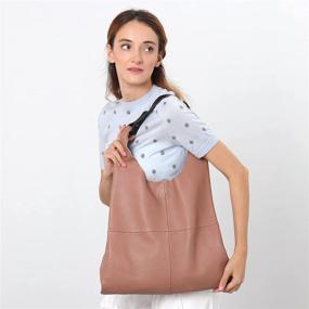 img 3 attached to 👜 STEPHIECATH Large Casual Handmade Tote Vintage Snap Shopping Bags - Women's Genuine Leather Slouch Hobo Shoulder Bag