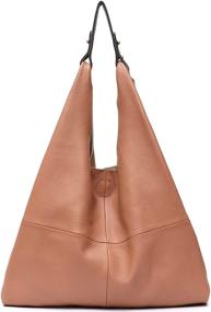 img 4 attached to 👜 STEPHIECATH Large Casual Handmade Tote Vintage Snap Shopping Bags - Women's Genuine Leather Slouch Hobo Shoulder Bag