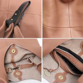 img 2 attached to 👜 STEPHIECATH Large Casual Handmade Tote Vintage Snap Shopping Bags - Women's Genuine Leather Slouch Hobo Shoulder Bag
