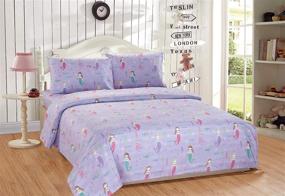 img 2 attached to 🧜 New Aqua Lavender Pink Mermaids Fishes Queen Size Comforter Set for Girls